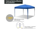 Aopunly Gazebo Pieghevole 3X3M Blu Tenda Per Feste Protezione Uv Regolabile In Altezza Con Borsa Per Il Trasporto, Per Campeggio Giardino All'aperto Senza Pareti Laterali