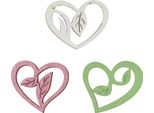 Romantica Decorazione Di Cuori In Legno Rosa Verde Bianco 18 Pezzi 5,5Cm