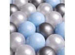 Misioo Palline Per Il Bagno 300 Pezzi - Palline Per Il Bagno - Palline Ø 6 Cm - Palline In Plastica 100% Ldpe - Giocattolo Per Bambini - Azzurro/Perline/Argento