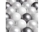 Misioo Palline Per Il Bagno 450 Pezzi - Palline Per Il Bagno - Palline 6 Cm - Palline In Plastica 100% Ldpe - Giocattolo Per Bambini - Argento/Perla/Trasparente