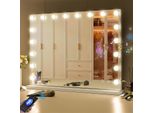 Vanitii Hollywood Specchio Per Il Trucco 80Cm X 58Cm Con Illuminazione 18 Luci Dimmer 3 Modalità Di Luce Specchio Per Il Trucco Bluetooth Per La Toilette Del Bagno Bianco