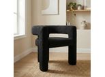 Lvhom Sedia Imbottita Con Braccioli, Sedia Da Sala Da Pranzo In Tessuto Bouclé, Sedia Da Soggiorno Sedia Da Cucina Con Schienale, Nero