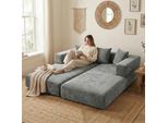 Lvhom Divano Letto Modulare In Ciniglia, Divano Da Terra Pieghevole Con Tasca Laterale, Divano Imbottito Pieghevole 198X79/159Cm, Grigio