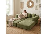 Lvhom Divano Letto Modulare In Ciniglia, Divano Pieghevole Da Terra Con Tasca Laterale, Divano Imbottito Pieghevole 198X79/159Cm, Verde