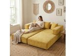 Lvhom Divano Letto Modulare In Ciniglia, Divano Pieghevole Da Terra Con Tasca Laterale, Divano Imbottito Pieghevole 198X79/159Cm, Giallo