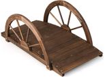 Ponte Da Giardino In Legno Per Laghetto Con Ringhiera Doppia Mezza Ruota 101 X 48,5 X 38 Cm