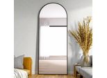 Specchio A Figura Intera 165X60 Cm, Rettangolare, Da Appoggio O Da Parete, Cornice In Alluminio, Ideale Per Bagno, Camera Da Letto, Ingresso E Corridoio, Nero