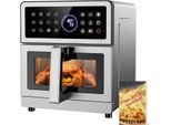 Friggitrice Ad Aria Calda Xxl 8L Airfryer Elementi Riscaldanti Superiore/Inferiore, Friggitrice Ad Aria Air Fryer Finestra Di Visualizzazione E Luce 12 Programmi 2150W Alloggiamento In Metallo, Friggitrice Ad Aria Calda Con Ricette Max 200℃ Per La Famiglia