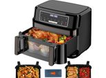 Friggitrice Ad Aria Calda Xxl 12L Airfryer Variabile Per Camera Singola E Doppia, Friggitrice Ad Aria Calda 8 In 1 Doppia Camera Con Regolazione Separata Della Temperatura, Friggitrice Ad Aria 2 Camere Touchscreen Max 200 ℃ Cottura A Basso Contenuto Di Grassi