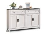 Credenza Bealife Con 4 Ante | 140X40X90 Cm | Mdf Con Angoli Arrotondati E Dispositivo Antiribaltamento | Per Sala Da Pranzo, Soggiorno E Corridoio | Grigio Retrò AP59