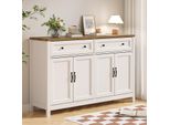Credenza Bealife Con 4 Ante | 140X40X90 Cm | Mdf Con Angoli Arrotondati E Dispositivo Antiribaltamento | Per Sala Da Pranzo, Soggiorno E Corridoio | Marrone Retrò AP59