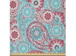 Abakuhaus Tessuto In Microfibra Venduto Al Metro, Motivo Tradizionale Orientale Con Fiori Primaverili, Ornamenti Paisley, Stile Orientale, 3 M (230 X 300 Cm), Rosa E Azzurro Pallido