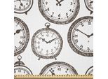 Abakuhaus Orologio In Tessuto Satinato Al Metro, Orologio Da Tasca Vintage Con Numeri Su Di Esso, Design Antico Cronometro Stampa Vecchio Stile, 1 M (148 X 100 Cm), Marrone