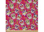 Abakuhaus Testa Di Zucchero Tessuto In Raso Al Metro, Teste Colorate E Festive Lasciano Il Cimitero Dei Pirati, Tradizionale, 1 M (148 X 100 Cm), Multicolore