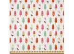Abakuhaus Tessuto Satinato Eis Venduto Al Metro, Illustrazione Iconica Con Gelati Ai Gusti Anguria, Kiwi, Arancia, Ciliegia E Cioccolato, 3 M (148 X 300 Cm), Multicolore
