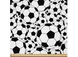 Abakuhaus Tessuto In Raso Da Calcio Al Metro, Monocromatico Motivo Ripetitivo Di Palloni Da Calcio Sovrapposti Effetto Ottico, 2 M (148 X 200 Cm), Bianco Nero