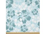 Abakuhaus Tessuto Satinato Hawaii Al Metro, Silhouette Floreali Composizione Floreale Sbiadita Della Stagione Primaverile, La Natura Fiorisce, 5 M (148 X 500 Cm), Turchese Azzurro Pallido