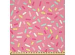 Abakuhaus Tessuto In Raso Rosa E Bianco Venduto Al Metro, Motivo Astratto Con Ciambelle Colorate Spruzzate, Tema Alimentare-Panetteria Dolce E Raffinato, 1 M (148 X 100 Cm), Multicolore