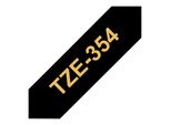 Brother Tze354 - Nastro Adesivo Laminato - Oro Su Nero - Rotolo (2,4 Cm X 8 M) - 1 Rotolo (TZE354)