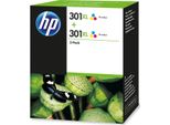 Hp 301XL 2-Pack High Yield Tri-Color Original Ink Cartridges Cartuccia D'inchiostro 2 Pz Originale Resa Elevata (Xl) Ciano, Magenta, Giallo