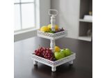 Mucola Etagere 2 Tier Serving Plate Standetagere Stand Fruit Bowl Pastry Bowl Vintage Cake Stand - Bianco Grigio
