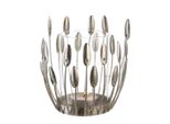 Casablanca Windlicht, "Trevi"", Blattmotiv, Metall, Silberfarben, , H. 15 Cm, D. 10 Cm 74471"