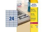Avery - Poliestere - Adesivo Permanente - Argento Opaco - 70 X 37 Mm 480 Etichette (20 Fogli X 24) Etichette Per Nome (L6133-20)