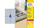 Avery L6134 - Poliestere - Opaco - Adesivo Permanente - Argento - 105 X 148 Mm 80 Etichette (20 Fogli X 4) Etichette Nome (L6134-20)