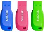 Sandisk B01NHBV6PE Pen Drive Cruzer Blade 16GB Usb Kit 3 Pezzi Blu Rosa Verde
