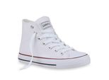 Mytrendshoe Donna Sneaker Alta Scarpe Sportive Cult Allacciate 94589, Colore: White Red Stripe Lucky, Dimensioni: 36