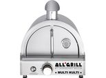 Allgrill MULTI-KULTI Set 2 Antideflagrante - Griglia A Gas + Cofano Pizza In Acciaio Inox Con Camino