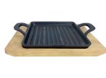 Padella In Ghisa All'grill Con 2 Manici E Sottopentola - Nero