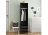 The Living Store Armadio Con Cassetti Nero 50X50X200Cm In Materiale Ligneo