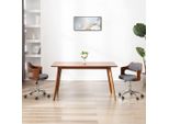 The Living Store Sedia Da Ufficio Girevole In Legno Curvato E Tessuto Grigio