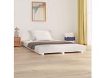 The Living Store Letto In Legno Massiccio Bianco 150X200 Cm Pino