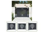 The Living Store Cancello Da Giardino Antracite 105X105 Cm In Acciaio Design Ad Albero