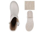 Van Hill Donna Stivali Biker Leggermente Foderati Fibbie Rivetti Scarpe 840843, Colore: Beige, Taglia: 39