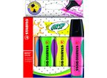 Stabilo Boss Splash Evidenziatore 4 Pz Punta Smussata Verde, Arancione, Rosa, Giallo