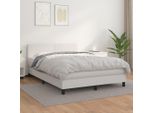 The Living Store Letto A Molle Con Materasso Bianco 140X200 Cm In Pelle Finta