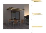 Vidaxl Tenda Da Sole Manuale A Scomparsa Con Led 450X350 Cm Giallo E Bianco - Tende Da Sole