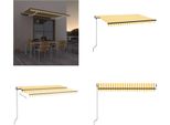 Vidaxl Tenda Da Sole Automatica Con Led E Sensore Di Vento 450X350 Cm Giallo/Bianco - Tenda Da Sole - Tende Da Sole - Tettoie Da Sole