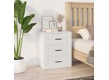 The Living Store Comodino Bianco 50X36X60 Cm In Materiale Ligneo