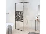 The Living Store Schermo Doccia Per Cabina Doccia 80X195 Cm Esg Stone Design Nero