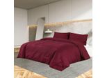 The Living Store Set Di Biancheria Da Letto Rosso Bordeaux 140X200 Cm In Cotone
