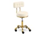 Physa Sgabello Rotante Con Schienale - 48 - 61 Cm - 150 Kg - Beige/Oro