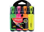 Maped Fluo'peps Evidenziatore 4 Pz Punta Smussata Colori Assortiti
