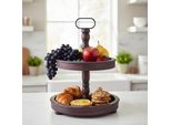 Mucola Etagere 2 Tier Serving Plate Standetagere Stand Fruit Bowl Pastry Bowl Vintage Cake Stand - Brownwood