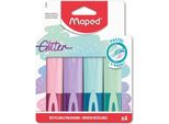 Maped 742046 Evidenziatore Maped Fluo'peps Glitter Pastel, Confezione Da 4 Pz