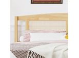 Letto Matrimoniale Sweiko, Letto In Rattan, Letto Per Giovani, Letto Per Adulti 160X200Cm, Cuscino In Rete Di Rattan, Con 15 Doghe E Piedi Centrali, Pino + Rattan Pe, Naturale
