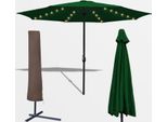 Jopassy Ombrellone Da Giardino Da 3 M Con Led Solare E Copertura Protettiva Ombrellone Da Terrazza UV40+ Con Manovella Ombrellone Da Balcone, Verde, 3 M